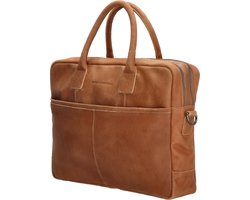 Hide & Stitches Hunter Laptoptas 15,6 inch - Business Tas - Schoudertas - 100% Leer - Cognac.