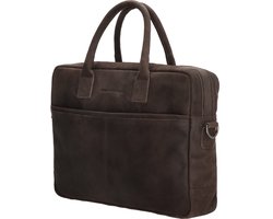 Hide & Stitches Hunter Laptoptas 15,6 inch - Business Tas - Schoudertas - Donkerbruin - 100% Leer