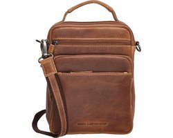 Hide & Stitches Japura Crossbody Schoudertas Handige Ritsvakken - 100% Leder - 100% Leer - Cognac