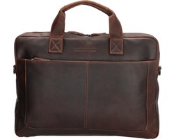 Hide & Stitches Japura Laptoptas 15,6 inch Premium Crossbody Schoudertas 100% Leder - 100% Leer - Donkerbruin.