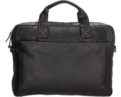 Hide & Stitches Japura Laptoptas 15,6 inch Premium Crossbody Schoudertas 100% Leder - 100% Leer - Zwart