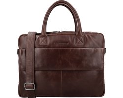 Hide & Stitches Porto Laptoptas 15,6 inch - 100% Leder - Premium Bussiness Tas - 100% Leer - Donkerbruin.