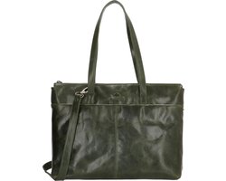 Hide & Stitches Porto Laptoptas 15,6 inch (34.5x19.4 cm) - Donkergroen - 100% Leer