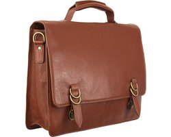Hidesign lederen aktetas / laptoptas 'Tibald' cognackleur