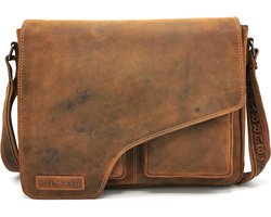 HillBurry Leren Laptoptas met holster omslag - Kwaliteitsleer - Natuurlijke uitstraling - (bxhxd) ca.38cm x 28,5cm x 12cm