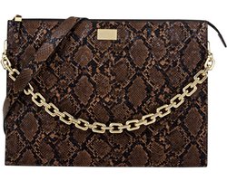 IDEAL OF SWEDEN, 16 Inch Computerhoes Leia Model met Slangenprint en Sleutelkoord, Bruin