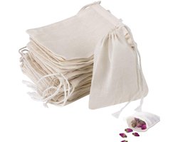 IMPERATORIS® Katoenen Tas - Draagtasje met Hengsels - Boodschappen voor Kinderen en Volwassenen - Stevige Kwaliteit - 50 Stuks - Naturel