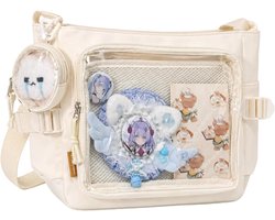Ita Messenger Bag, Nylon Cute Pin Display Crossbody Bags Handbags Kawaii Shoulder Bag, A1-white, 15x11x5.9 inches - ShopVlot