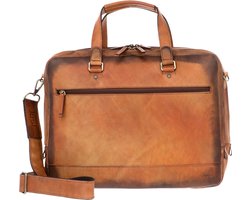 JOST Business tas Schoudertas met laptopvak Randers Business Bag Cognac Bruine