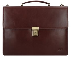 JOST Leren Afzonderlijke gevallen Business tas met laptopvak Briefcase Red Brown Donkerbruin