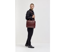 JOST Leren Business tas met laptopvak Skagen Business Bag Redbrown Donkerbruin