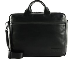 JOST Leren Business tas Schoudertas met laptopvak Aarhus Business Bag Black Zwart