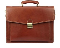 Klassieke bruin heren aktetas van echt leer zakelijk
