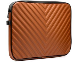Laptophoes, Laptoptas 16 inch, Laptoptas Leer, Pu Leren Laptoptas, Laptophoes 16 inch, Laptoptas Dames, Schokbestendig Laptop Hoes, Laptoptas Heren, Waterafstotend Laptop Case, Laptoptas Geschikt Voor Macbook, Laptop Cover, BRUIN, ZIGZAGPATROON