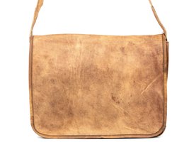 Laptoptas 15 inch – Cognac Bruin Urban Vintage 100% Echt Leer Satchel Tas | 37 x 27 x 10 cm – Handgemaakte Crossbody Tas – Messengertas Echte Leder Almeria Model 044