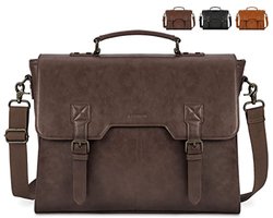 Laptoptas 15.6 Inch Schoudertas voor Heren | Waterdichte Leren Aktetas | Vintage Werk Tas voor Kantoor en School