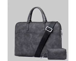 Laptoptas 2-delige set - Laptoptas + powerbank - 17-inch aktetas - PU-leren tas - Elegant zwart