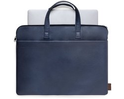 Laptoptas - Aktetas - Werktas - 14 inch - 40 x 31 cm - Gerecycled leer - Donkerblauw