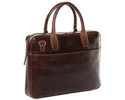 Laptoptas voor Heren en Dames van Hoogwaardig Leer - Smal en Handgemaakt met Laptopvak (17 inch)