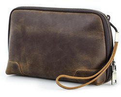 Lederen Kabel Organizer voor Elektronica, Technische Organizer Tas voor Reizen en Accessoires (Koffiebruin)