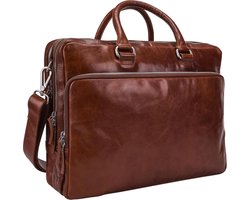 Leonhard Heyden Cambridge laptoptas 2-vaks 13 inch - Roodbruin
