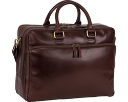 Leonhard Heyden Cambridge laptoptas 3-vaks 15 inch - Roodbruin