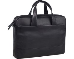 LEONHARD HEYDEN Leren Afzonderlijke gevallen Handtas met laptopvak Hamburg Zipped Briefcase 1 Compartment Black Zwart