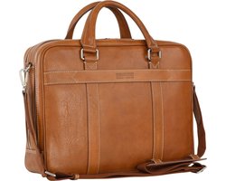 LEONHARD HEYDEN Leren Afzonderlijke gevallen Schoudertas met laptopvak Bergamo Zipped Briefcase 2 Light Brown Bruine