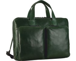 LEONHARD HEYDEN Leren Business tas Laptoptas met laptopvak Porto Zip Briefcase 1 Compartment Bottle Green Donkergroen