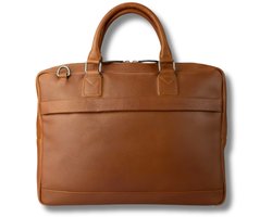 Leren Laptoptas – Cognac – 15.6 inch – Mathé – Afneembare Schouderband – Echt Leer – Just Lioné