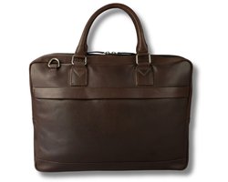 Leren Laptoptas – Donkerbruin – 15.6 inch – Mathé – Afneembare Schouderband – Echt Leer – Just Lioné
