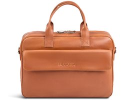 Leren Laptoptas Heren 15,6 inch – Werktas & Aktetas – Messenger Bag / Schoudertas – Echt Leer – Cognac – Negotia Orden
