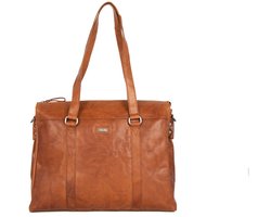Leren Laptoptas met tabletvak - California - Brandy Cognac