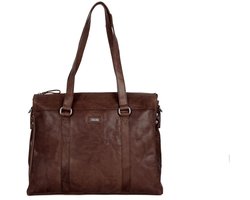 Leren Laptoptas met tabletvak - Californië - Donkerbruin