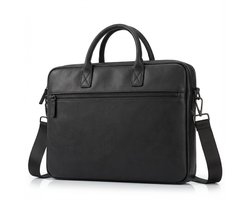 Lopoleis® Leren Laptoptas 15.6 inch – Zwart – Schoudertas – Luxe Aktetas – Laptophoes – Laptop sleeve – PU leer – Zwart