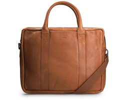 Manfield - 18 inch cognac leren laptoptas