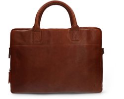 Manfield - Cognac leren laptoptas 17 inch