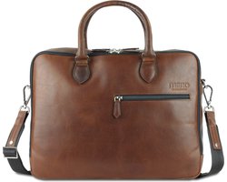 mano Leren Business tas Laptoptas met laptopvak Don Valentin Barney Business Bag Brown Bruine