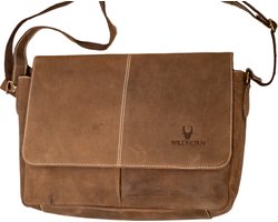 Massi MIliano Laptoptas Unisex Buffelleer Bruin - (MMB-238-15) - Laptop 15,4 inch -