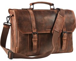 Maverick - The Original -  lederen Aktetas -  laptoptas -  15,6 inch - bruin