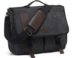 Messenger bag 15,6/17 inch - canvas - crossbody tas - ideaal voor werk en school - ShopVlot
