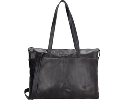 MicMac Bags Porto Laptoptas 15,6 inch (34.5x19.4 cm) - Donker navy - 100% Leer