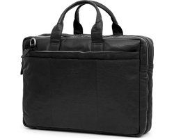 Montreal XL Zwarte Lederen Laptoptas