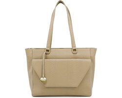 MŌSZ Leren laptoptas dames 15.6 inch - taupe slangenprint : Werktas / aktetas