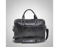 NEGOTIA Alpha Apex - Leren Laptoptas 15.6 inch - Aktetas & Werktas - Laptoptas Dames & Heren - Messenger Bag - Zwart