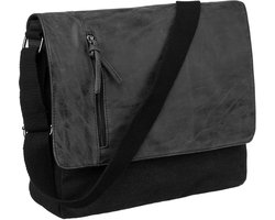 PETERSON Business - Laptop Tas 12" - Schoudertas - Polyester + PU Leer - Zwart - Elegant Design