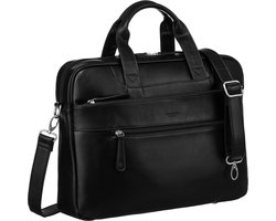 PETERSON® Laptoptas - Dames/Heren - Elegante stijl - Zwarte kunstleer - Verstelbare schouderriem
