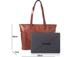 Rise of Rosa Laptoptas / Werktas - Dames - 14 inch - Leer - Brenton - Cognac
