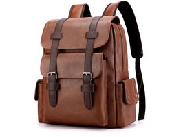 Rugtas dames- Schoudertas - Waterdichte - schoolrugzak - Laptoptas Dames & Heren- PU-leer - Bruin