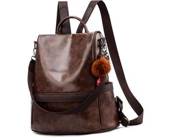 Rugtas - Rugzak - Vrouwen - Schoudertas - Reizen - Anti-Diefstal - zacht PU-leer - Kunstleer - Dames - Waterdicht - Bruin - Koffie